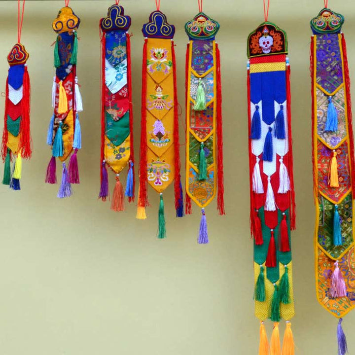 Lotus Flower Eight Auspicious Symbols Meditation Enlightenment Colorful Tassels Wall Art - image 2