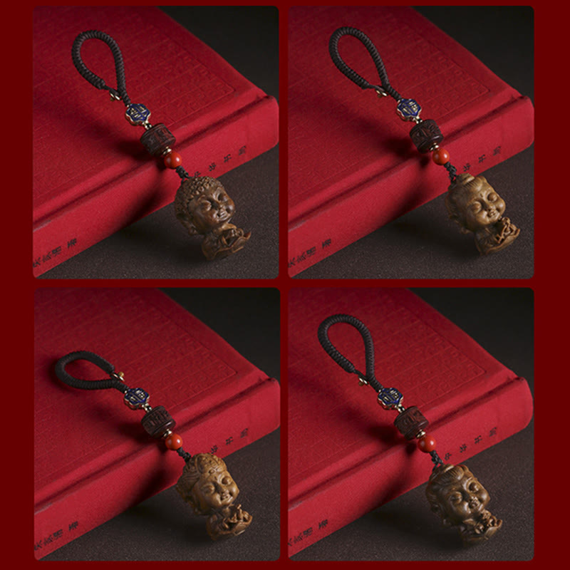 Chinese Zodiac Natal Buddha Green Sandalwood Om Mani Padme Hum Peace Key Chain - image 18