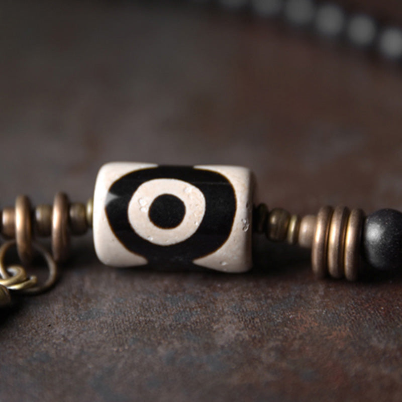 Buddha Stones Ebony Wood Dzi Bead Copper Protection Couple Bracelet - image 3