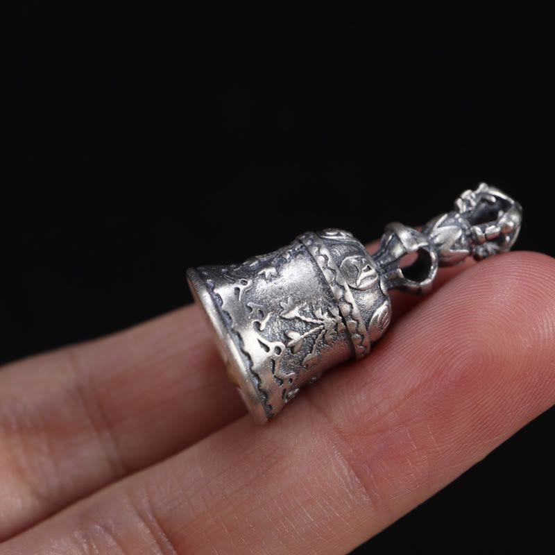 Buddha Stones Tibet 925 Sterling Silver Om Mani Padme Hum Dorje Bell Vajra Engraved Enlightenment Pendant Hanging Decoration - image 17