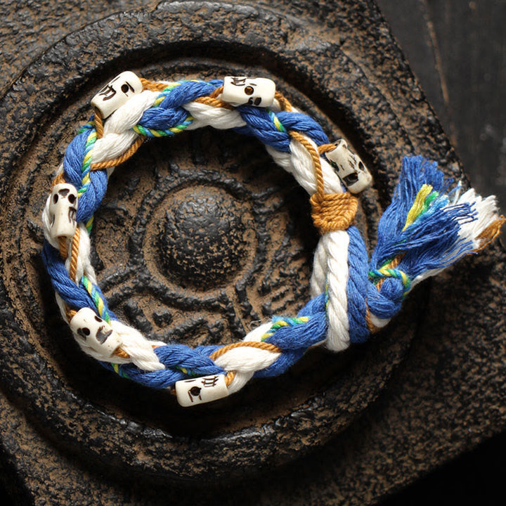 Buddha Stones Tibetan Zakiram Goddess of Wealth Bead Engraved Handmade Luck Bracelet - 19cm - image 0