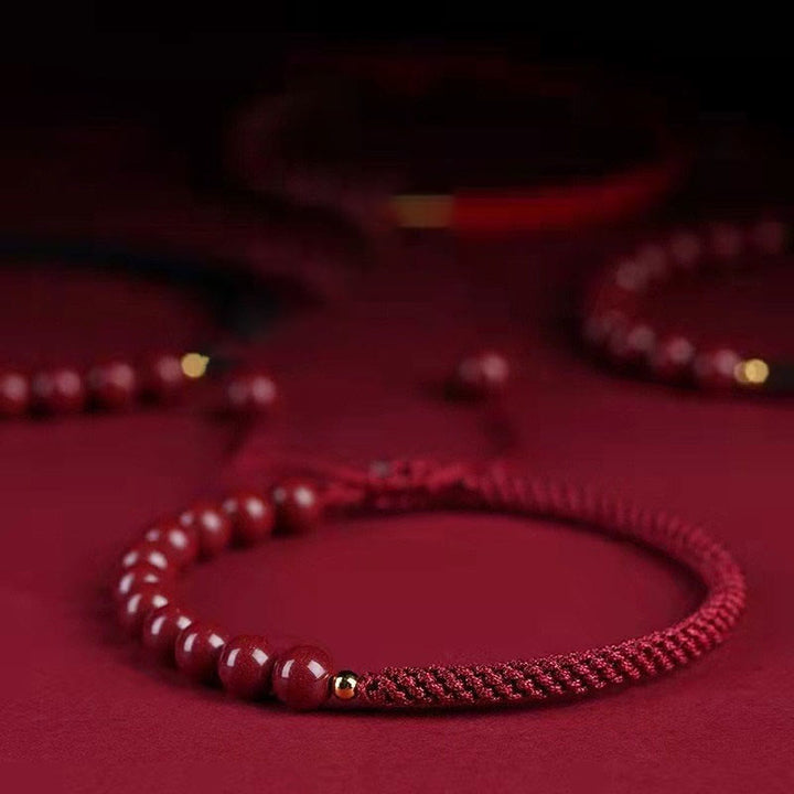 Buddha Stones Natural Cinnabar King Kong Knot Blessing String Bracelet - image 5