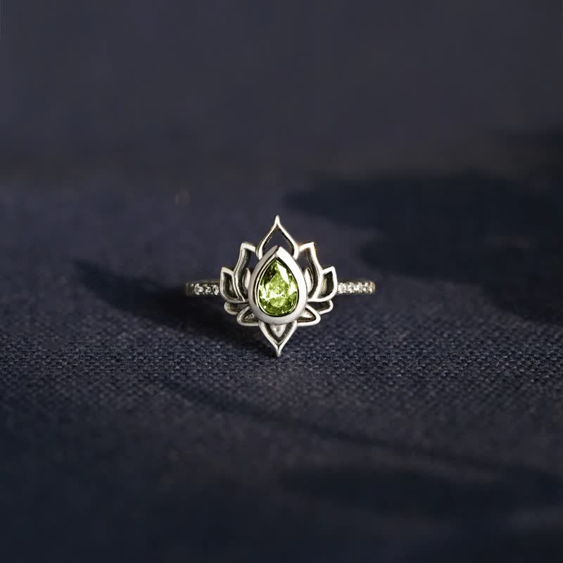 Buddha Stones 925 Sterling Silver Lotus Zircon Blessing Protection Ring - image 11
