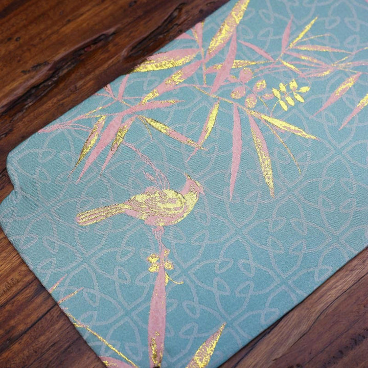Elegant Floral Brocade Pattern Cup Mat Tea Cup Coaster - Light Blue Golden Bird - image 49
