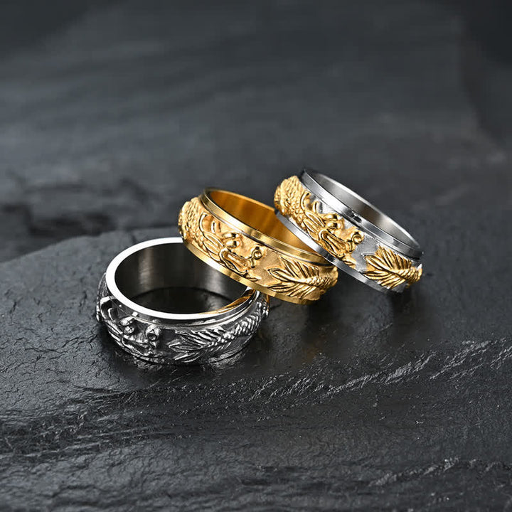 Buddha Stones Dragon Titanium Steel Stimulation Rotatable Ring - image 1