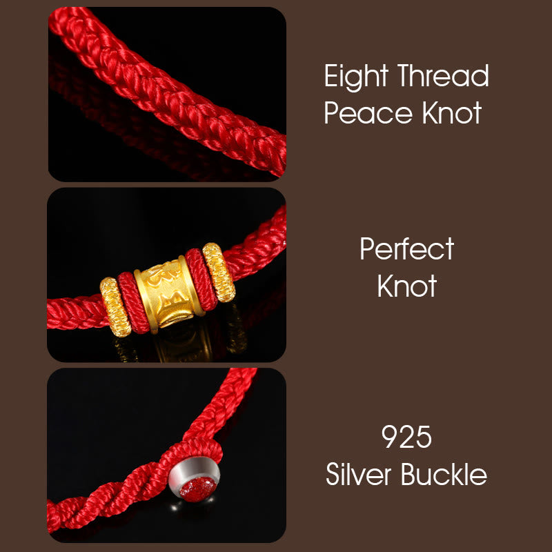 Buddha Stones Tibet 999 Gold Om Mani Padme Hum Engraved Protection Lucky Bead Bracelet - image 6