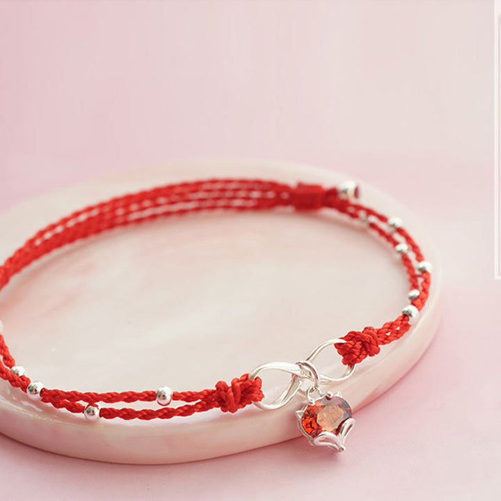 Buddha Stones Love Heart Infinity Symbol Braided String Anklet - image 2