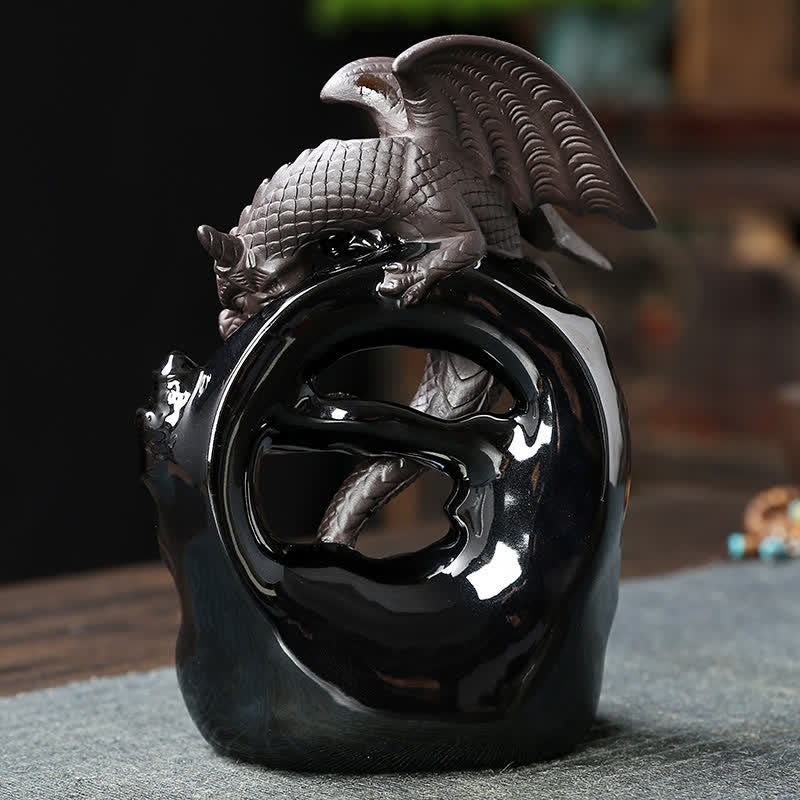 Buddha Stones Nordic Pterosaur Dragon Ceramic Backflow Smoke Fountain Protection Healing Incense Burner Decoration - image 3