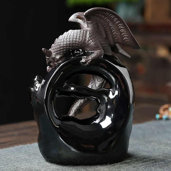 Buddha Stones Nordic Pterosaur Dragon Ceramic Backflow Smoke Fountain Protection Healing Incense Burner Decoration - image 3