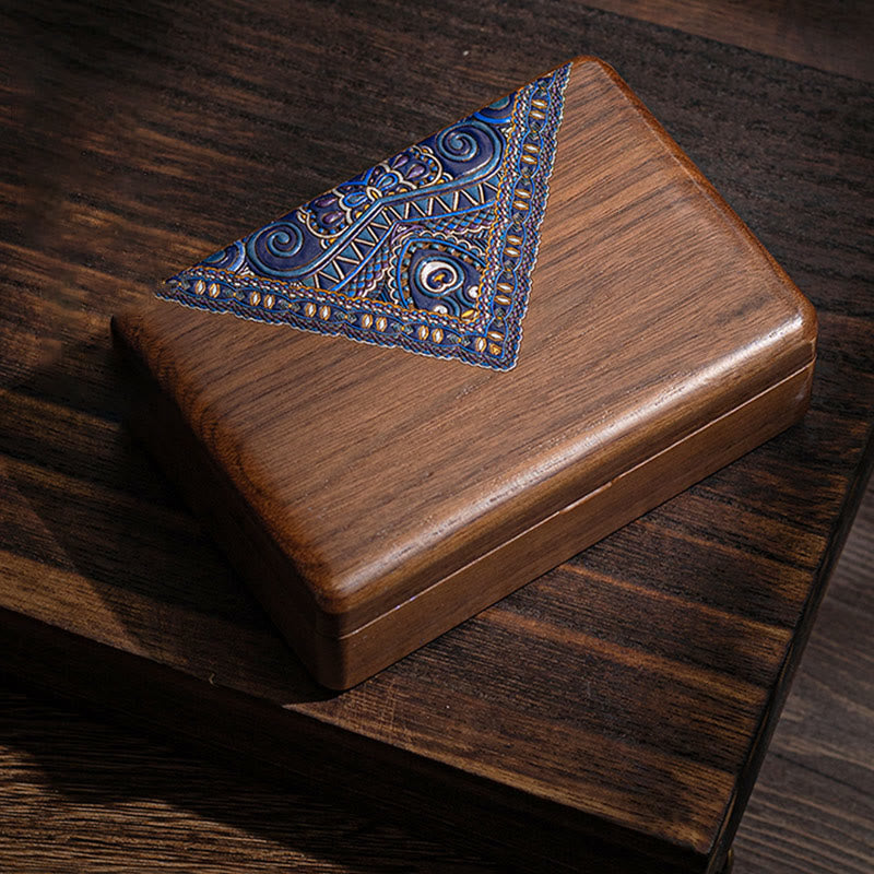 Vintage Handmade Black Walnut Wood Jewelry Storage Box With Mirror - Black Walnut Wood 11.96*8.33*3.88cm - image 0