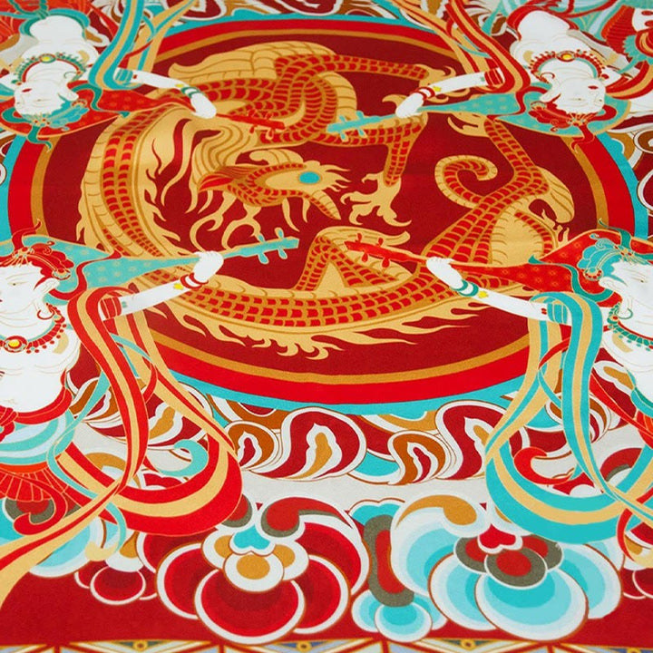 Buddha Stones Dunhuang Rebound Pipa Flying Frescoes 100% Mulberry Silk Scarf Premium Grade 6A Dunhuang Shawl - image 7