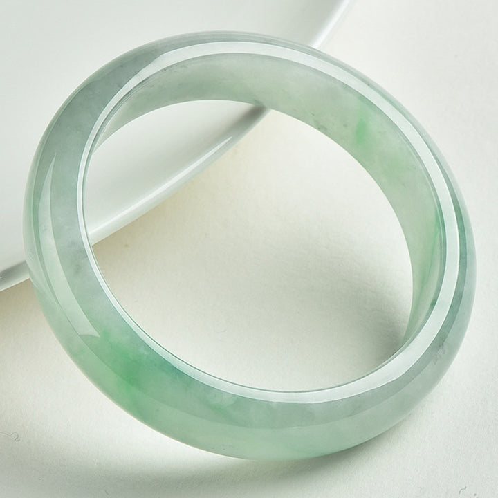 Buddha Stones  Natural Jade Prosperity Wealth Luck Bangle Bracelet - image 1