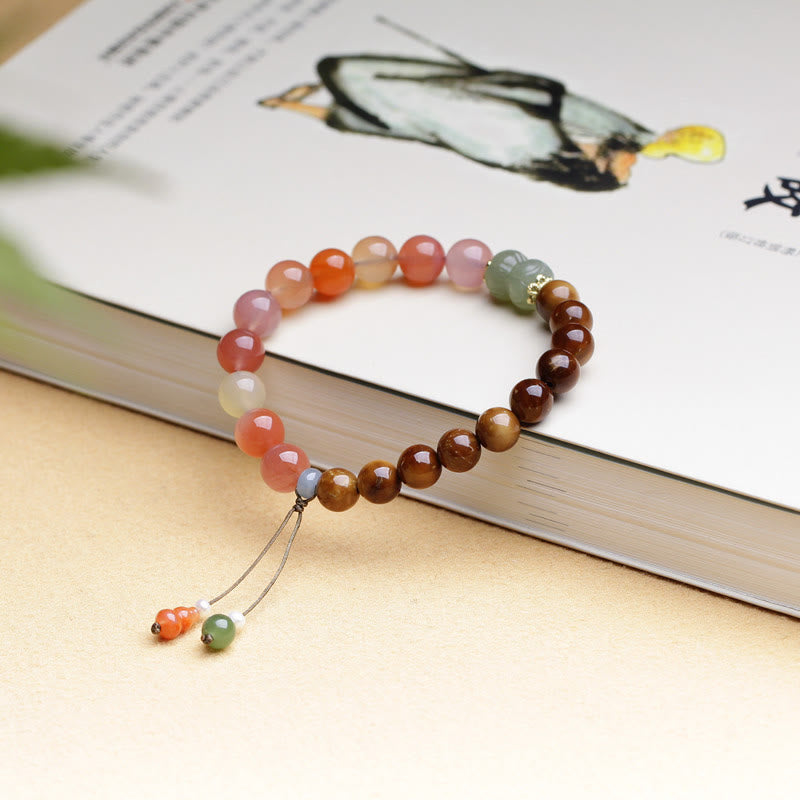 Buddha Stones Kuka Seed Yanyuan Agate Hetian Jade Wealth Protection Bracelet - Kuka Seed&Yanyuan Agate(Wrist Circumference 14-16cm) - image 0