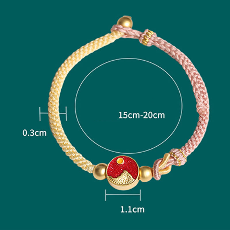 Buddha Stones Handmade Mountain and Sea Engraved Luck Two-Color String Couple Bracelet - image 8