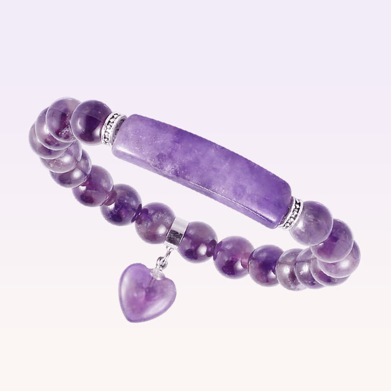 Buddha Stones Natural Quartz Love Heart Healing Beads Bracelet - image 0