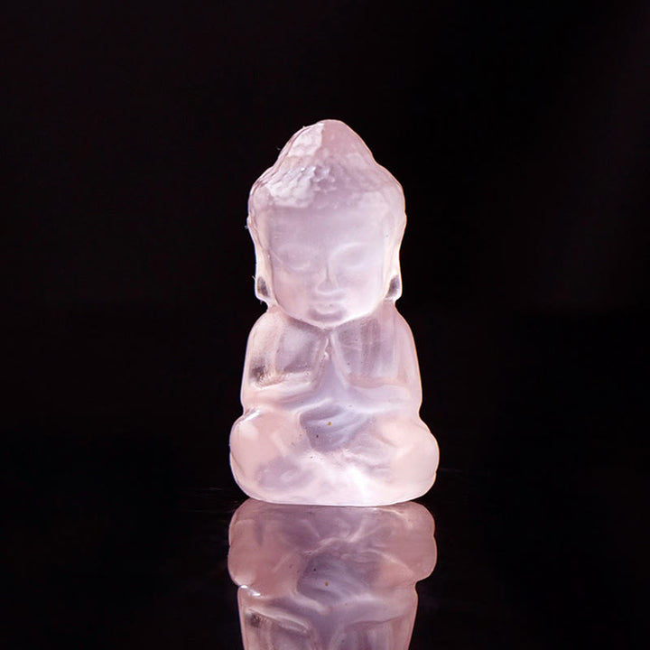 Buddha Stones Various Crystal Amethyst Pink Crystal White Crystal Citrine Buddha Carved Spiritual Healing Necklace Pendant Decoration - Pink Crystal - Decoration 1.4*2.6cm - image 6