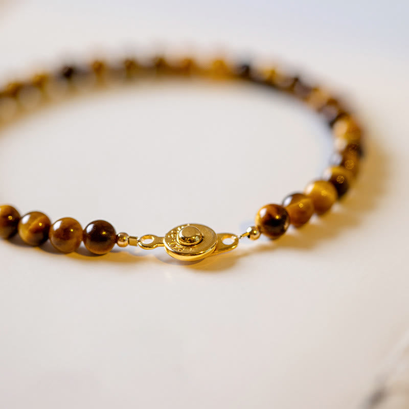 Buddha Stones 14K Gold Plated Natural Tiger Eye Stone Courage Protection Bracelet - image 3