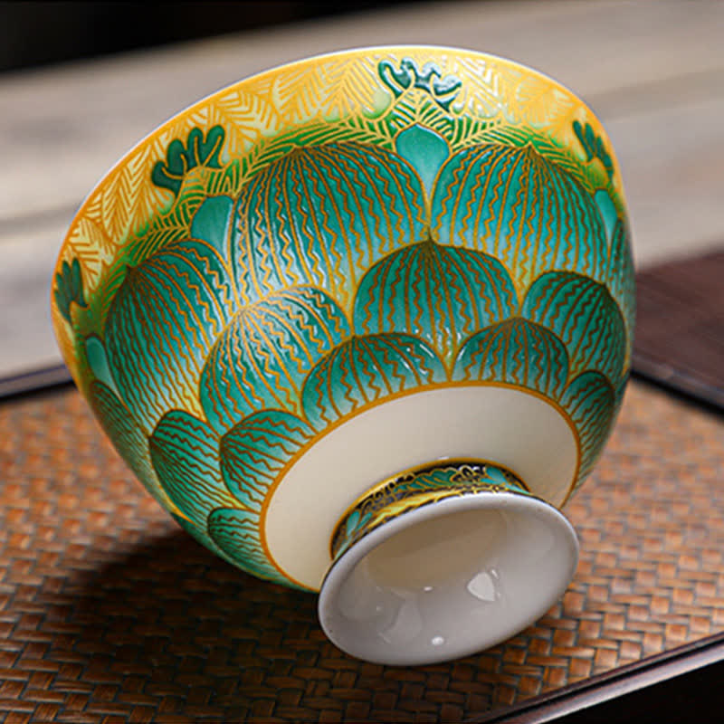 Buddha Stones Lotus Ceramic Teacup Flower Tea Cups 100ml - image 11