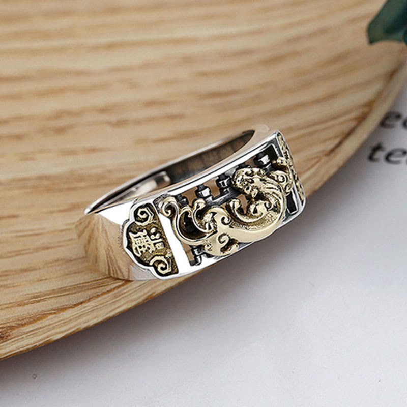 Buddha Stones 925 Sterling Silver PiXiu Luck Wealth Adjustable Ring - image 5
