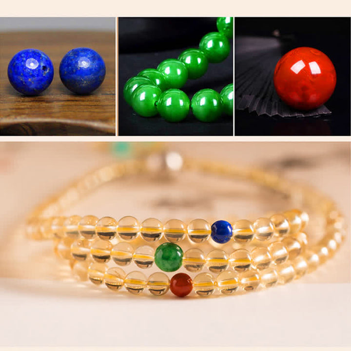 925 Sterling Silver 108 Mala Beads Natural Citrine Red Agate Amber Pleasure Charm Bracelet - image 25