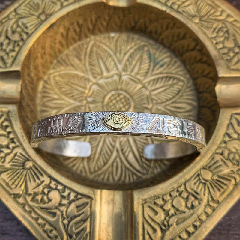 Buddha Stones Eye Of Horus Protection Copper Cuff Bracelet Bangle - Eye of Horus(Healing♥Protection) - image 0