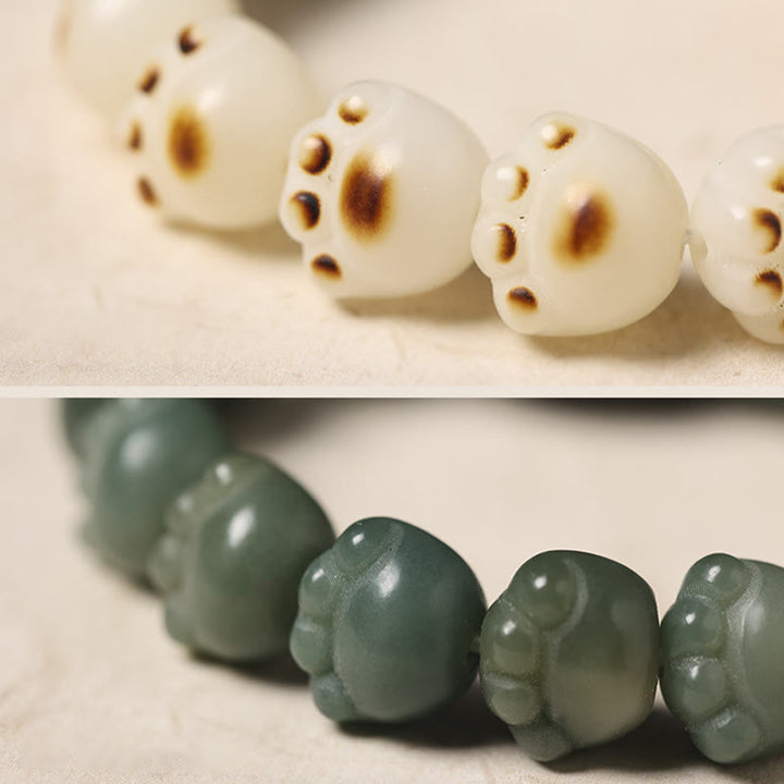 Buddha Stones Natural Bodhi Seed Lovely Paw Ebony Wood Lucky Cat Wisdom Bracelet - image 15