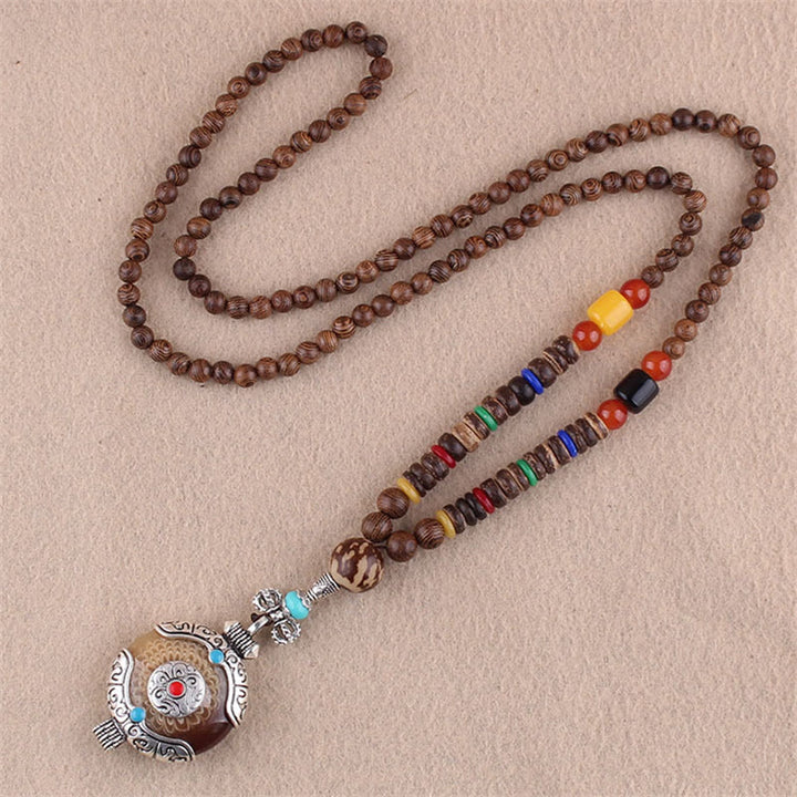 Buddha Stones Tibetan Wenge Wood Bodhi Seed Agate Elephant Protection Necklace Pendant - Wenge Wood&Tibetan Ornaments - image 11