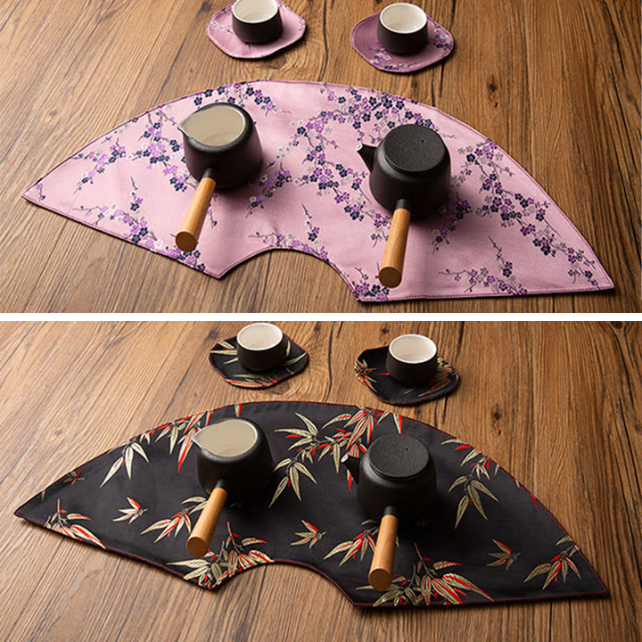 Buddha Stones Vintage Sea Wave Bamboo Plum Blossom Embroidered Cup Mat Pad Tea Cup Coaster Kung Fu Tea Mat - image 31
