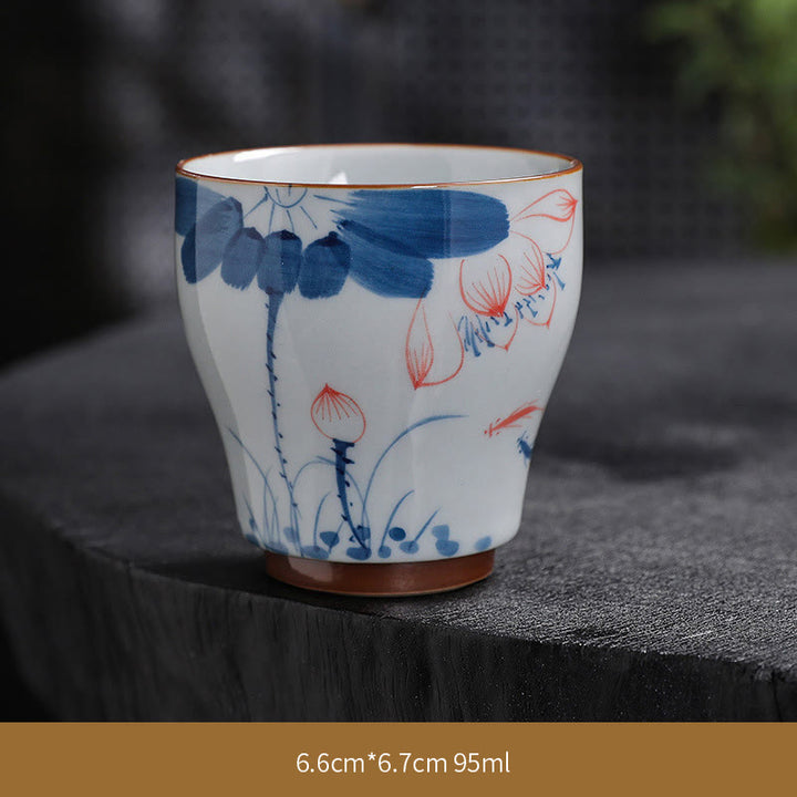 Buddha Stones Lotus Flower Leaf Bamboo Ceramic Teacup Kung Fu Tea Cups - Lotus - 6.6cm*6.7cm*95ml - image 10