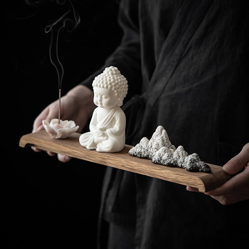 Buddha Stones Lotus Flower Tathagata Kwan Yin Avalokitesvara Ksitigarbha Meditation Ceramic Stick Incense Burner Decoration - image 1