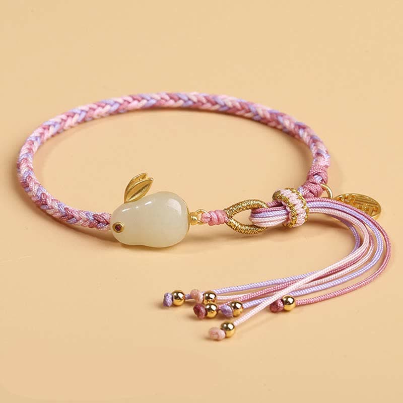 Reincarnation Knot Luck String Protection Braid Bracelet - Hetian Jade Rabbit Braid (Wrist Circumference 14-20cm) - image 13