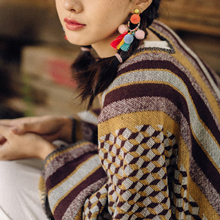 Buddha Stones Tibetan Shawl Classic Pattern Winter Cozy Warm Travel Scarf Wrap - image 14