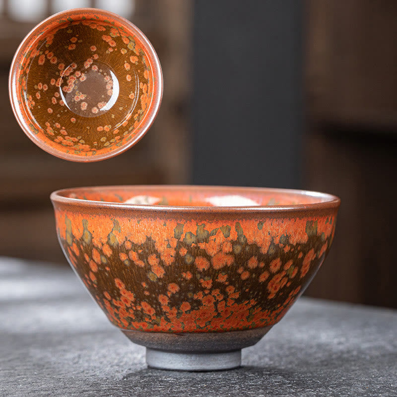 Buddha Stones Blooming Flowers Pattern Chinese Jianzhan Kiln Change Ceramic Teacup Kung Fu Tea Cup Bowl - image 1