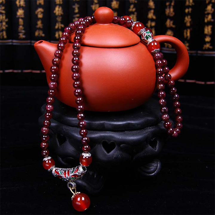 Buddha Stones Natural Garnet Red Agate Blessing Healing Bracelet Necklace Pendant - image 3