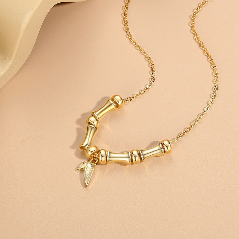 Buddha Stones Golden Bamboo Pattern Titanium Steel Wealth Necklace Pendant - image 4