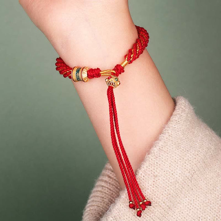 Buddha Stones Tibetan Handmade Luck Thangka Prayer Wheel Charm Weave String Bracelet - image 8