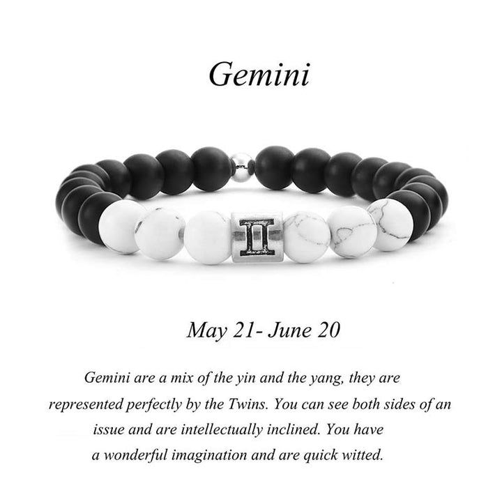 Buddha Stones 12 Constellations of the Zodiac Natural Frosted Stone White Turquoise Bead Fortune Bracelet - Gemini - image 13