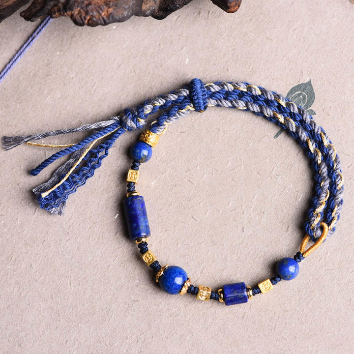 Buddha Stones Handmade Natural Lazurite Bead Positive Rope Bracelet - image 5