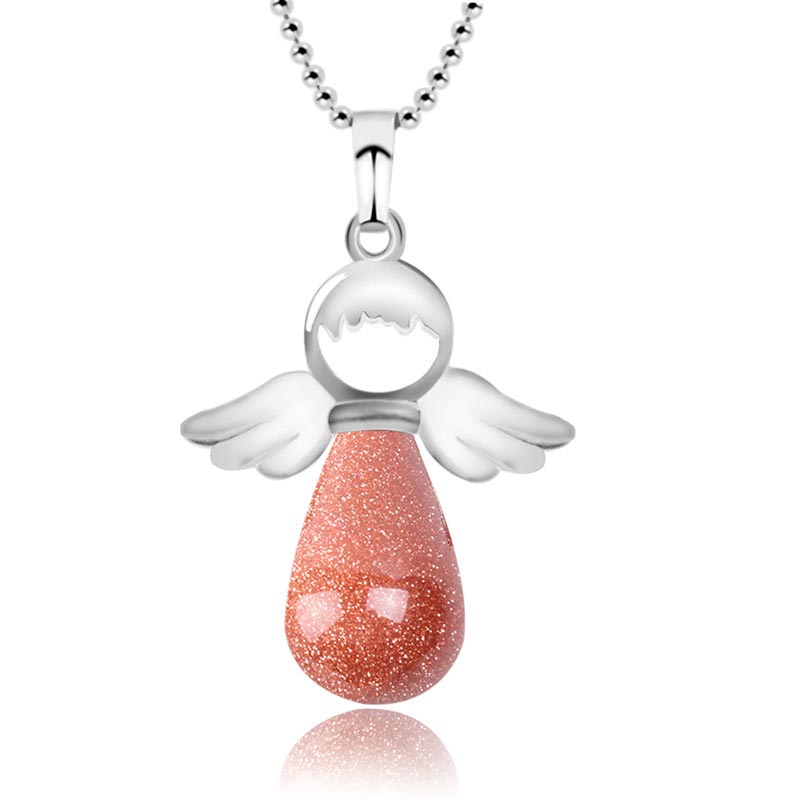 Buddha Stones Little Angel Wings Natural Crystal Luck Necklace Pendant - Brown Sand - image 12