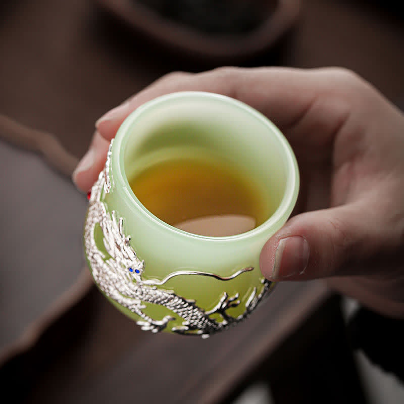 Buddha Stones Lotus Dragon Phoenix Flower Ceramic Teacup Tea Cups - image 6