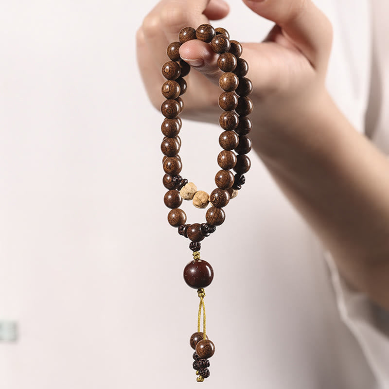Buddha Stones Sandalwood Small Leaf Red Sandalwood Bodhi Seed Purification Double Wrap Bracelet - image 9
