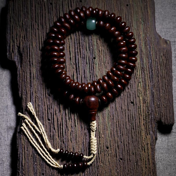 Buddha Stones Natural Tibet 108 Mala Beads Purple Bodhi Seed Three-eyed Dzi Bead Copper Dorje Harmony Bracelet - Purple Bodhi Seed - 11mm - image 16