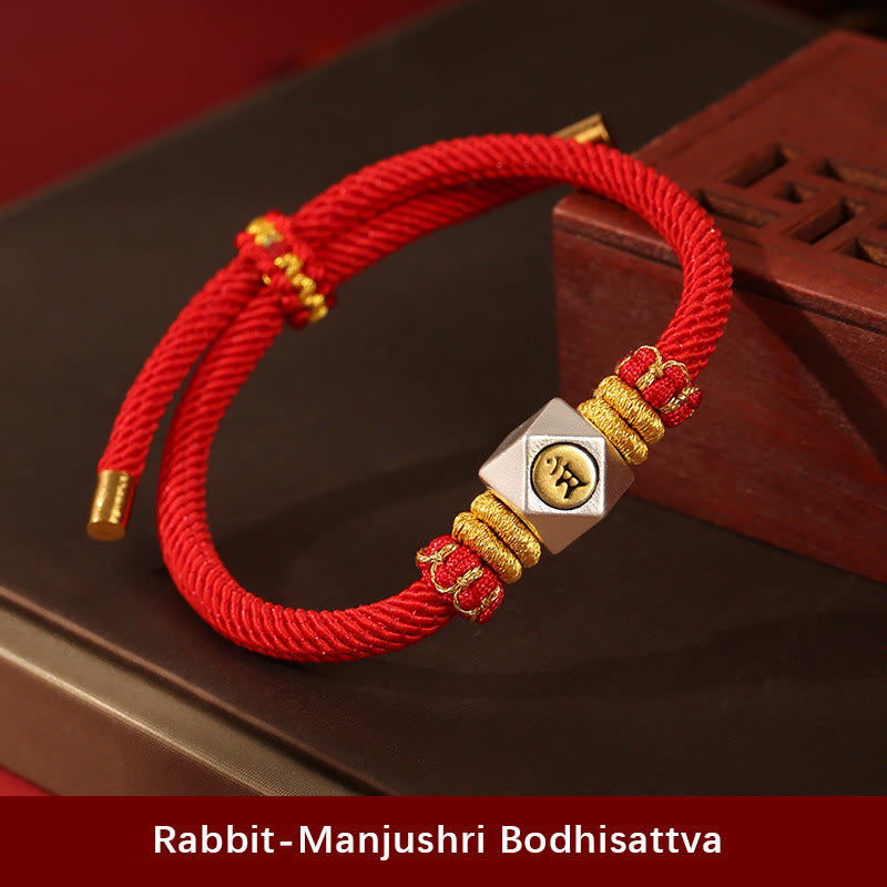 Buddha Stones 999 Sterling Silver Chinese Zodiac Natal Buddha Red Rope Luck Strength Handcrafted Kids Bracelet - image 4