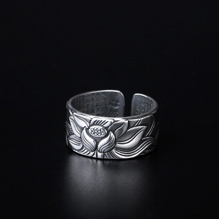 Buddha Stones Tibetan Lotus White Copper Enlightenment Ring - image 2