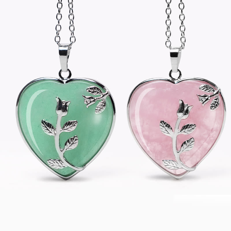 Buddha Stones Natural Healing Crystals Heart Pendant Necklaces - image 0