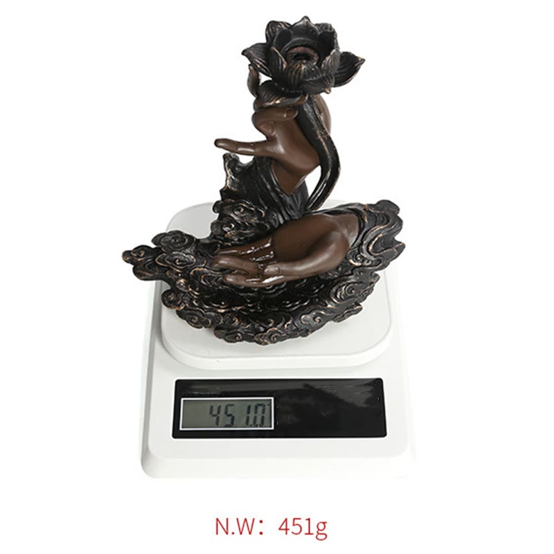 Buddha Stones Lotus Buddha Hand Auspicious Clouds Pattern Meditation Resin Backflow Incense Burner - image 10