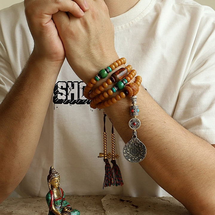 Buddha Stones Tibet 108 Mala Beads Bodhi Seed Bagua Vajra Wealth Bracelet - image 4