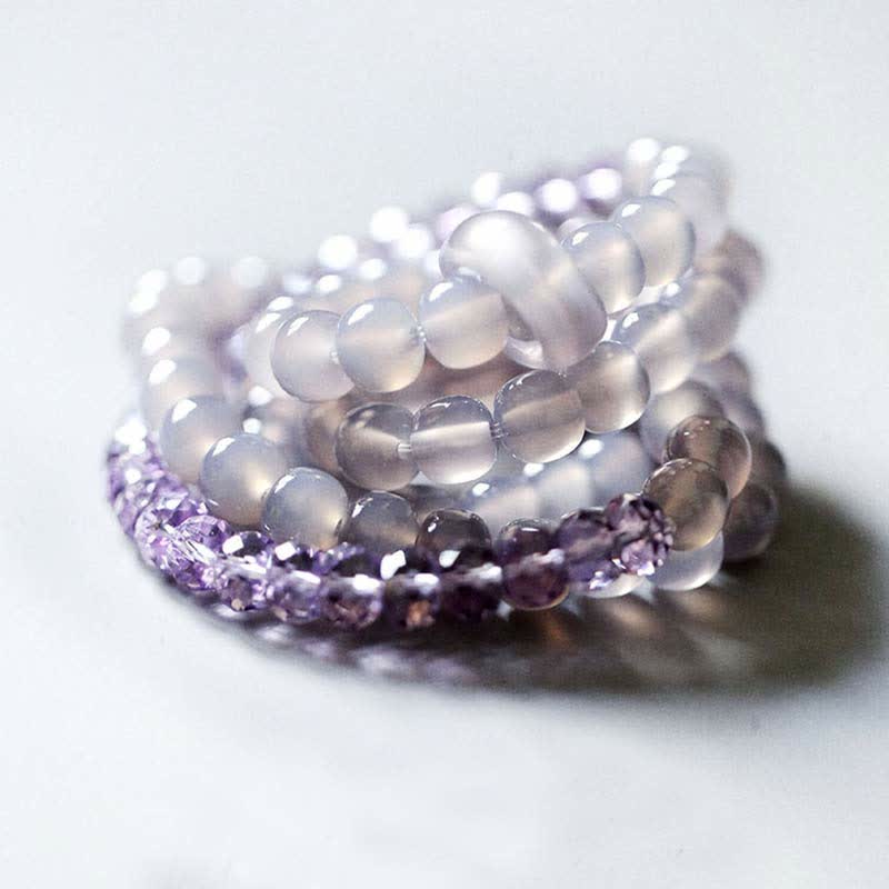 Buddha Stones Natural Amethyst Crystal Meditation Healing Bracelet - 17.5cm - image 0