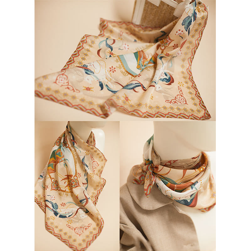 Buddha Stones Dunhuang Riyue Mountain 100% Mulberry Silk Scarf Dunhuang Shawl - image 17