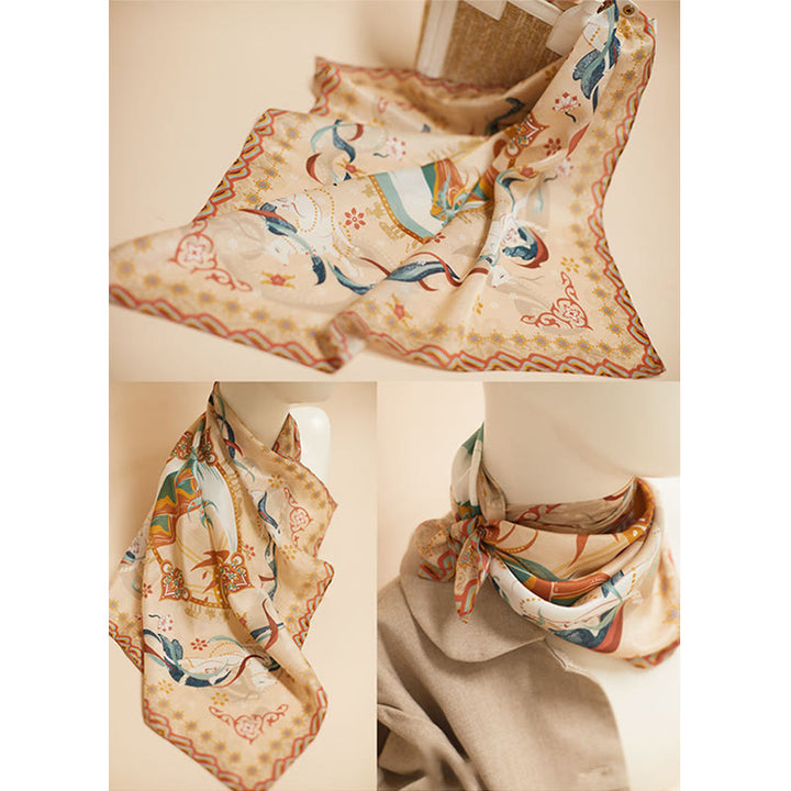 Buddha Stones Dunhuang Riyue Mountain 100% Mulberry Silk Scarf Dunhuang Shawl - image 17